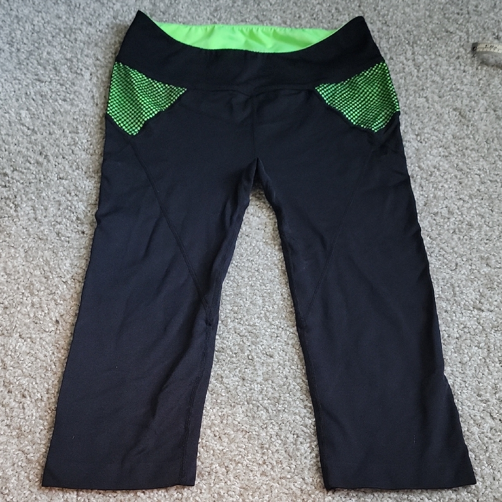 Lime Green and Black Active Capris